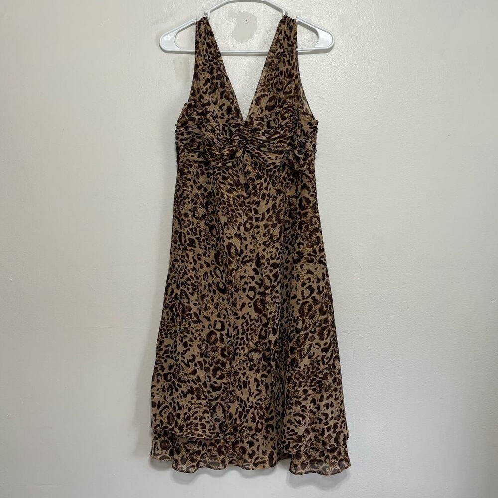 Sheri Martin Leopard Metallic Ruched Dress Size 12